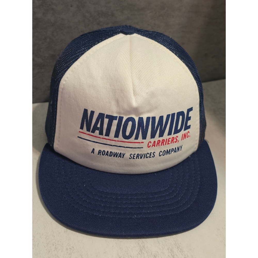 Vintage Nationwide Carriers Roadway Services Trucker Hat Navy Blue Snapback Cap